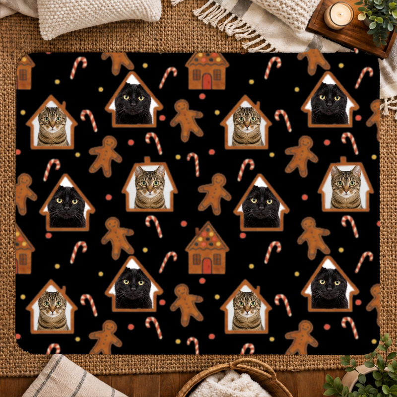 Gingerbread Lane Personalized Cat 50x60 Sherpa Blanket