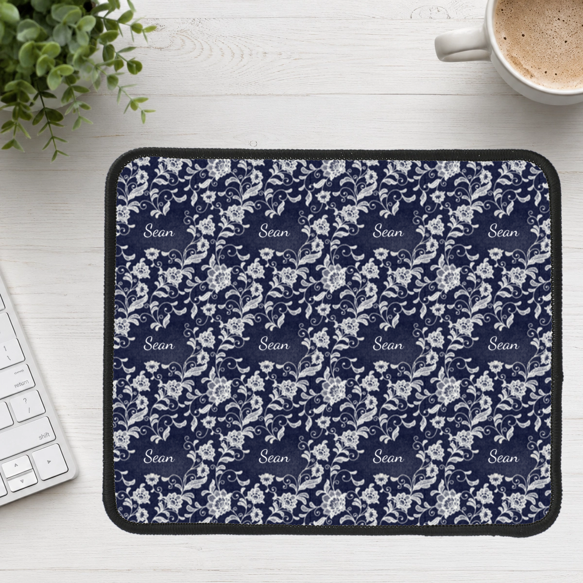 Ivory Lace Personalized Mouse Pad