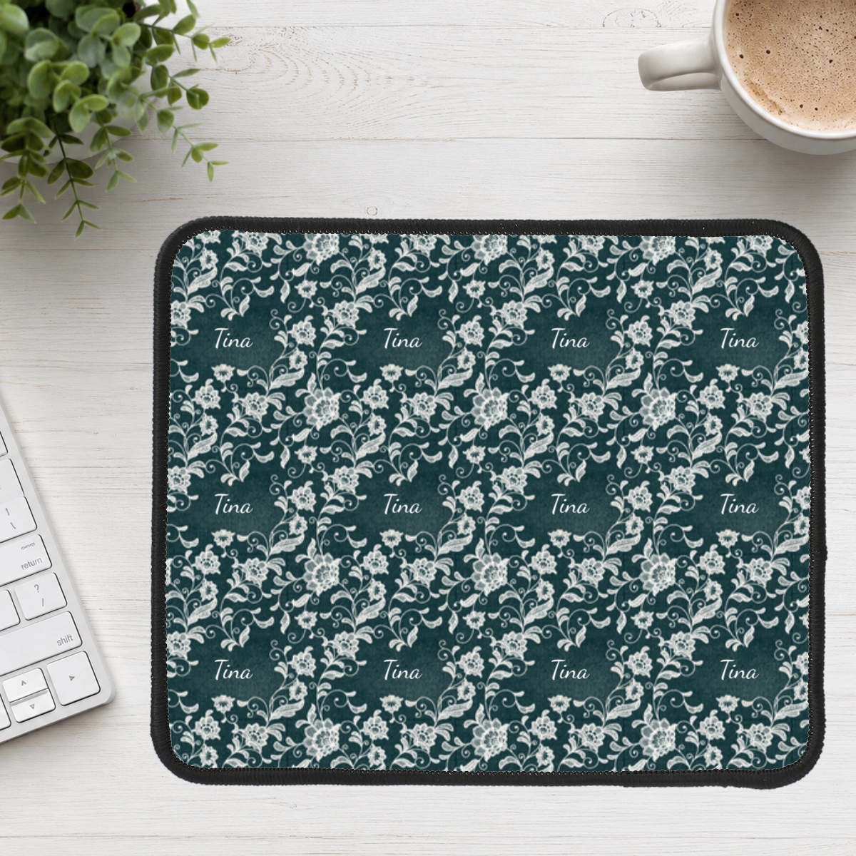Ivory Lace Personalized Mouse Pad