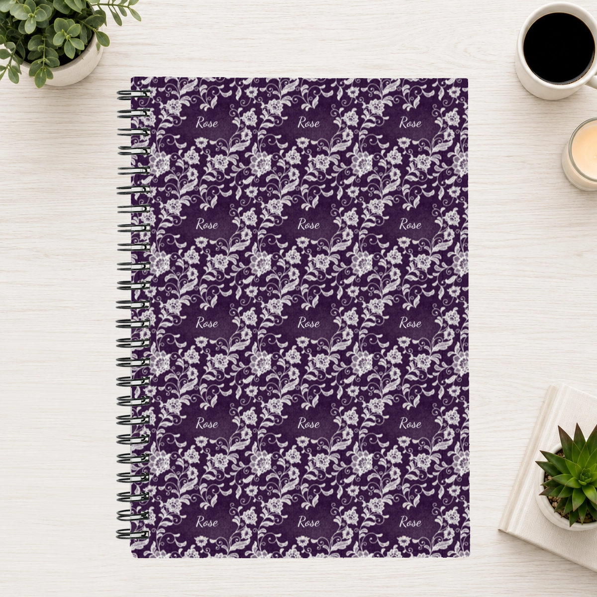 Ivory Lace Personalized 6"x8" Spiral Bound Notebook