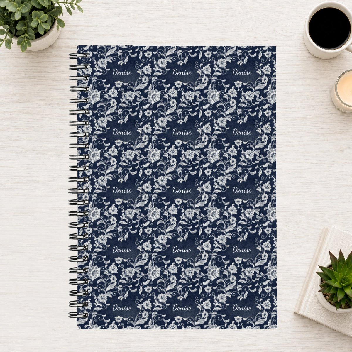 Ivory Lace Personalized 6"x8" Spiral Bound Notebook