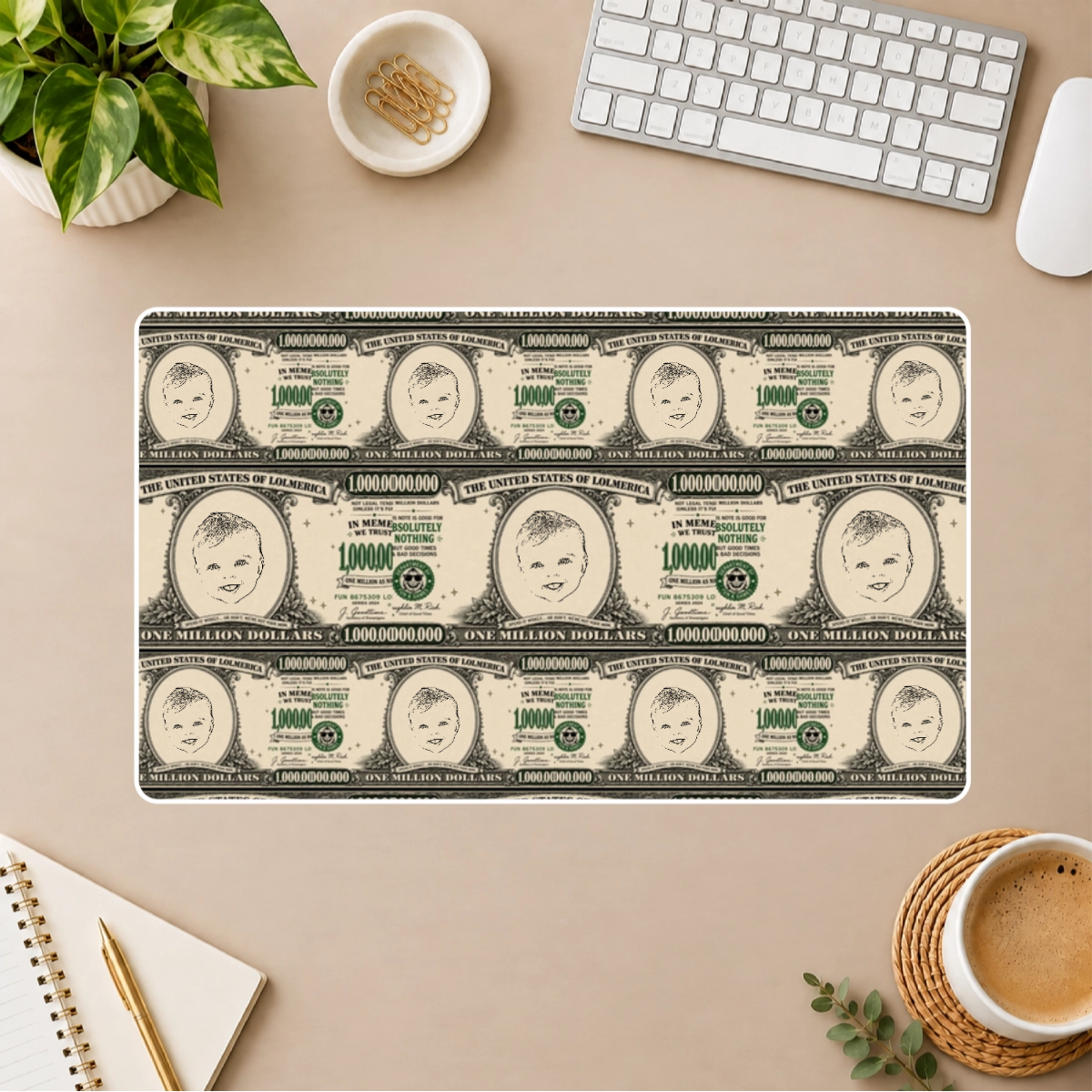 Worth A Million Bucks Personalized Kids White Stitched Desk Mat