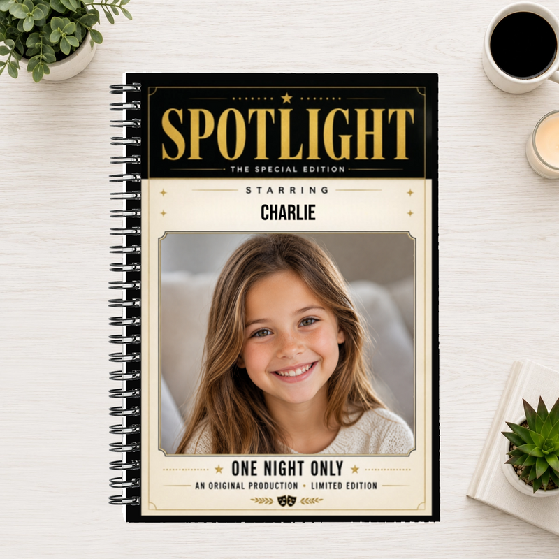 In the Spotlight Personalized Kids 6"x8" Spiral Bound Notebook