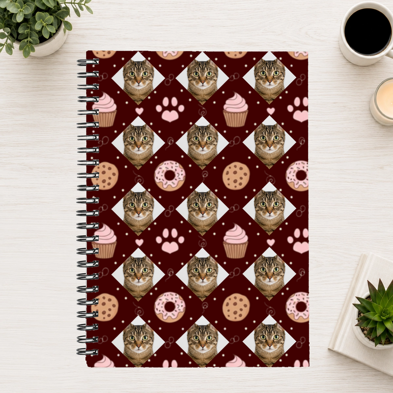 Paws & Pastry Personalized Cat 6"x8" Spiral Bound Notebook