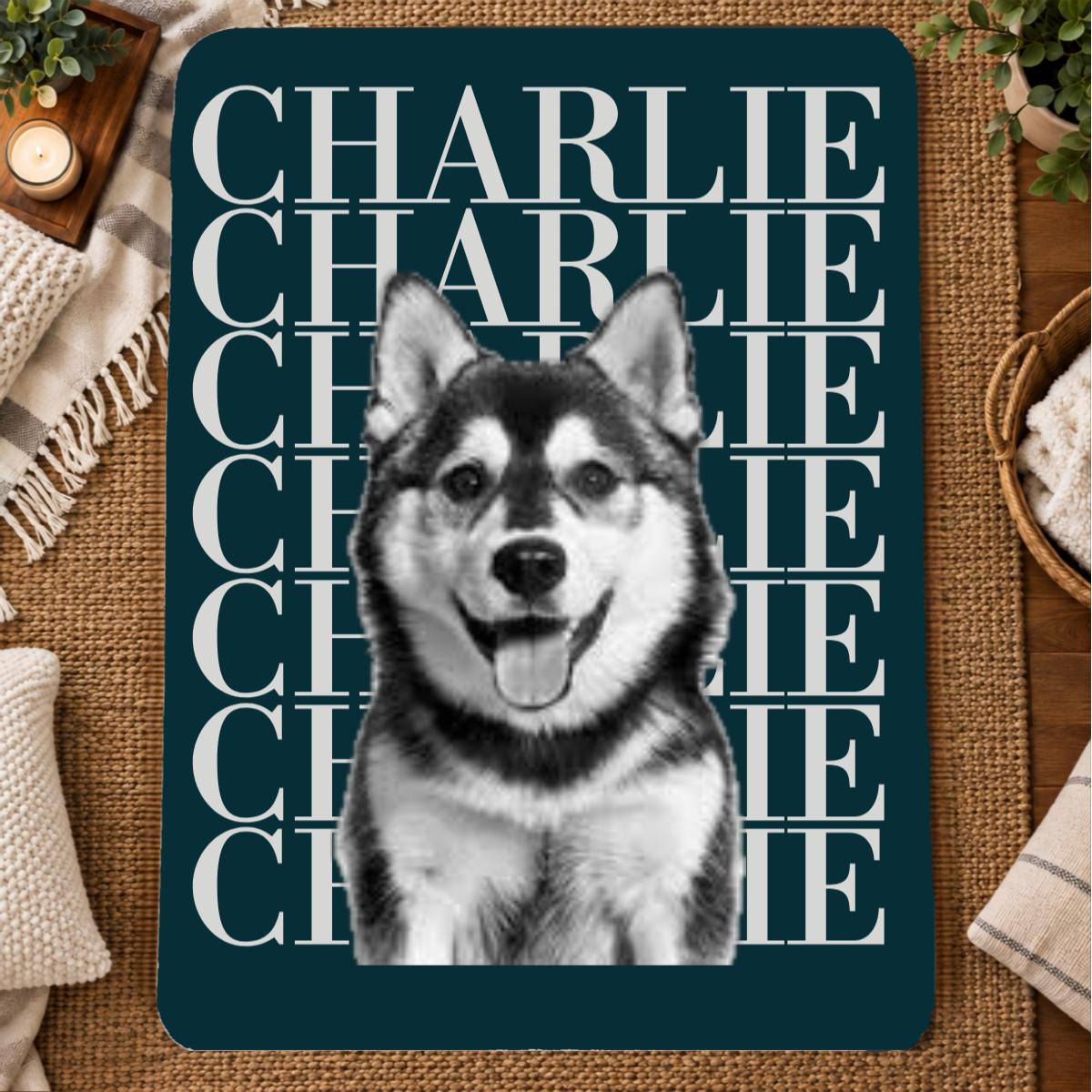 Headliner Personalized Dog 60x80 Sherpa Blanket