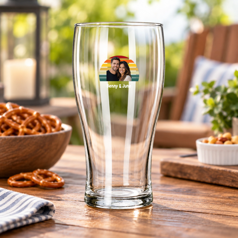 Happy Trails Personalized Couple Libbey 16 oz Pub Glass