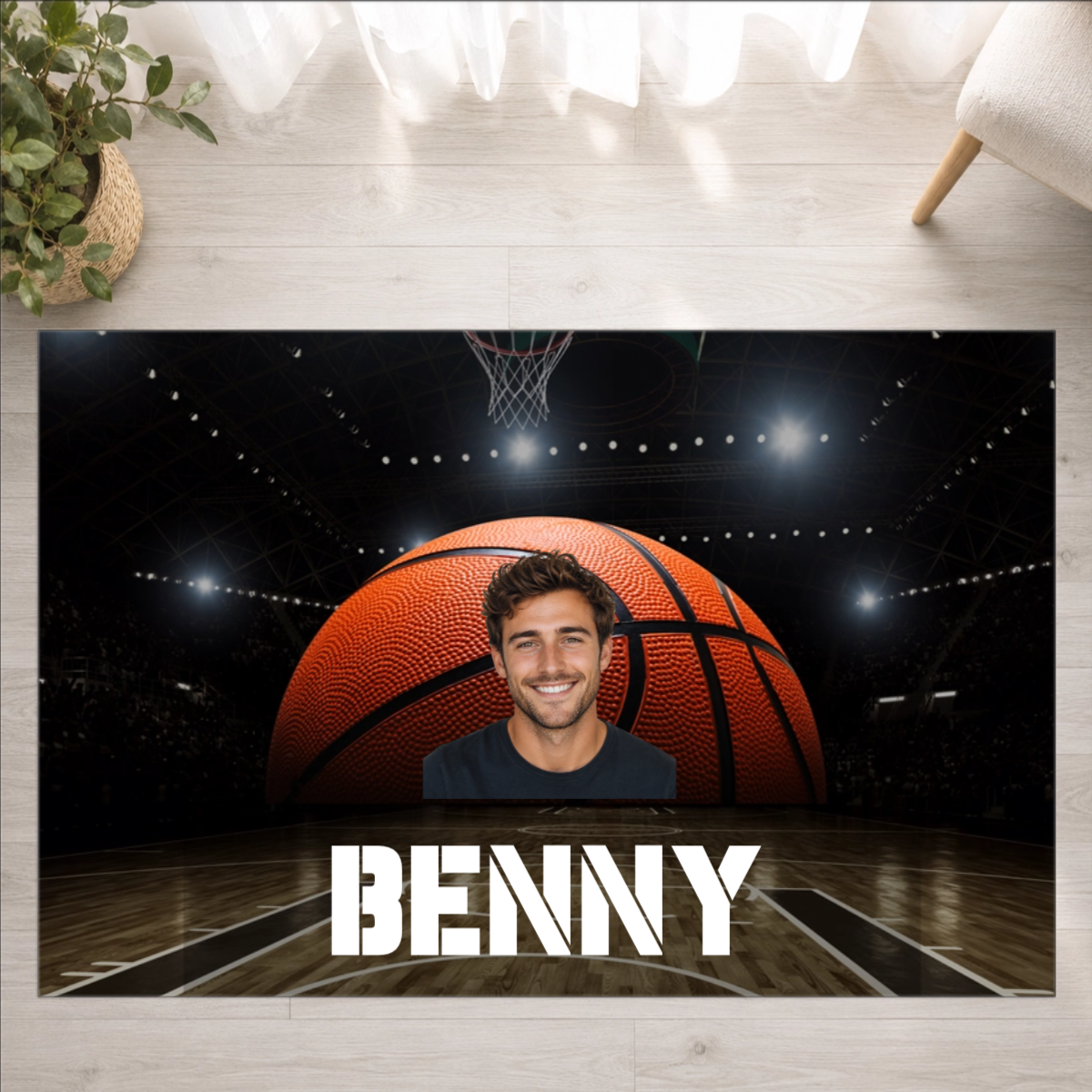 Center Court Personalized Washable Rug