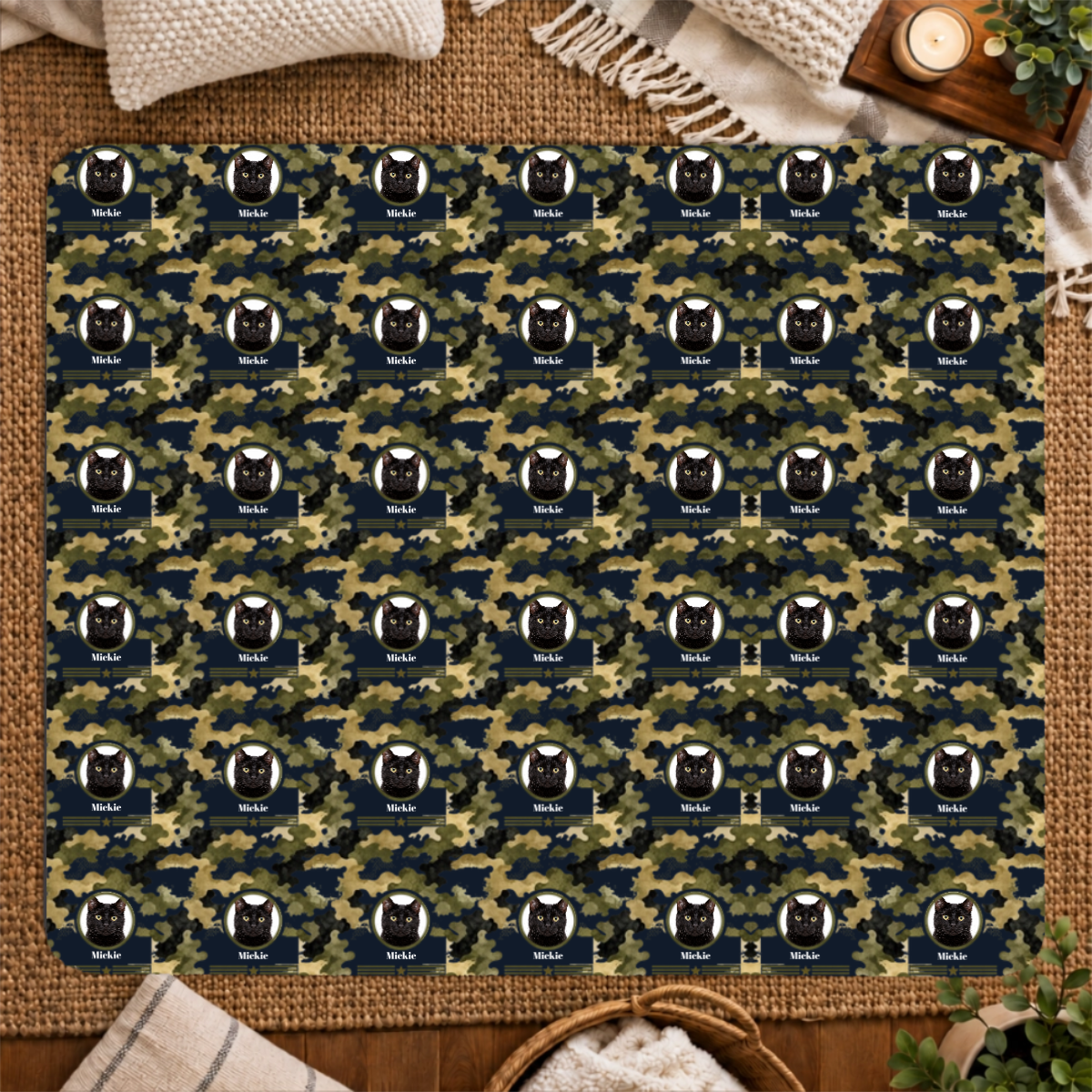 Heritage Camo Personalized Cat 50x60 Sherpa Blanket