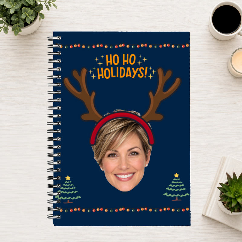 Ho Ho Holidays Personalized 6"x8" Spiral Bound Notebook
