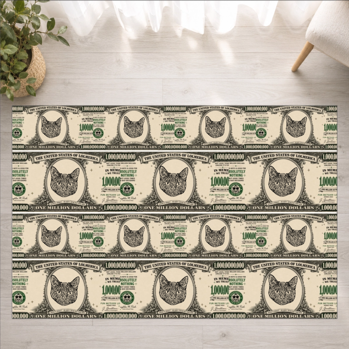 Worth A Million Bucks Personalized Cat Washable Rug