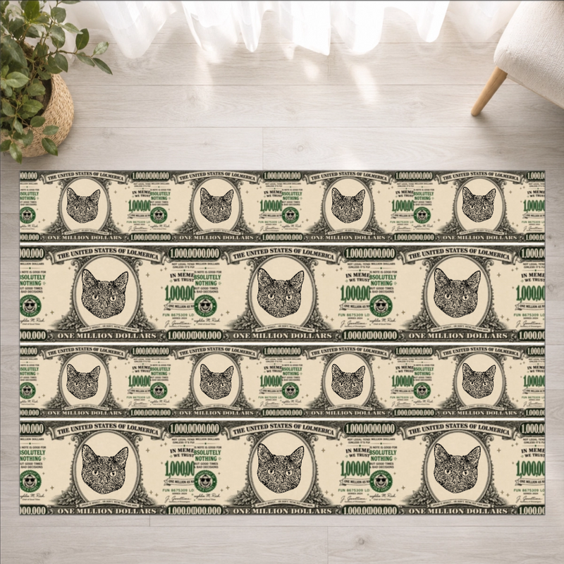 Worth A Million Bucks Personalized Cat Washable Rug