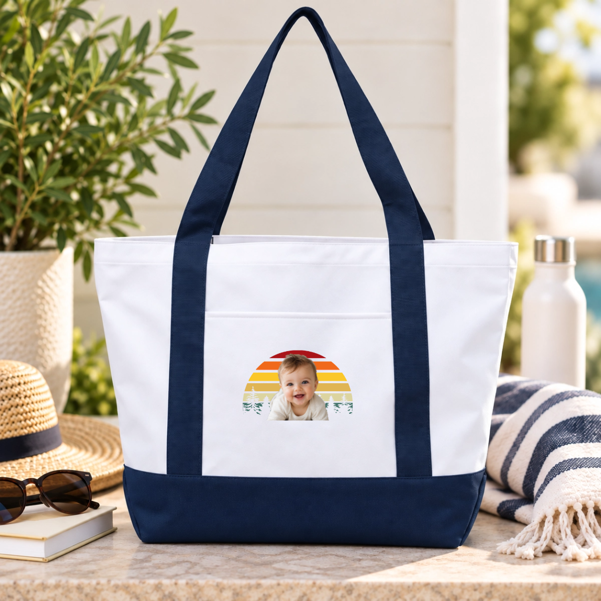 Happy Trails Personalized Kids Oversized Recycled Canvas Tote Bag