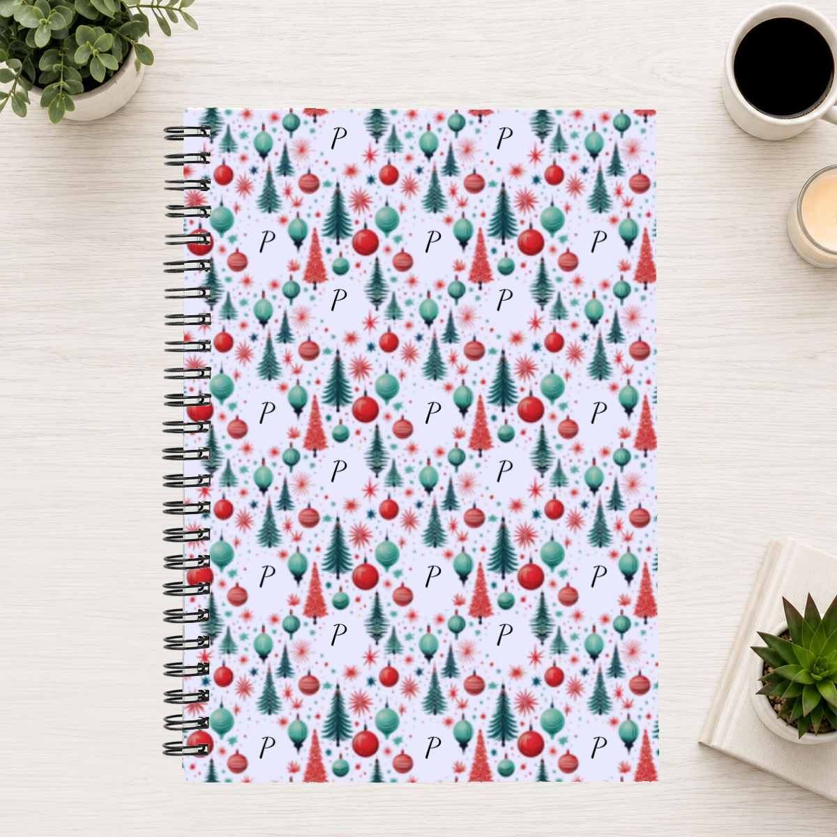 Midmod Merriment Personalized 6"x8" Spiral Bound Notebook
