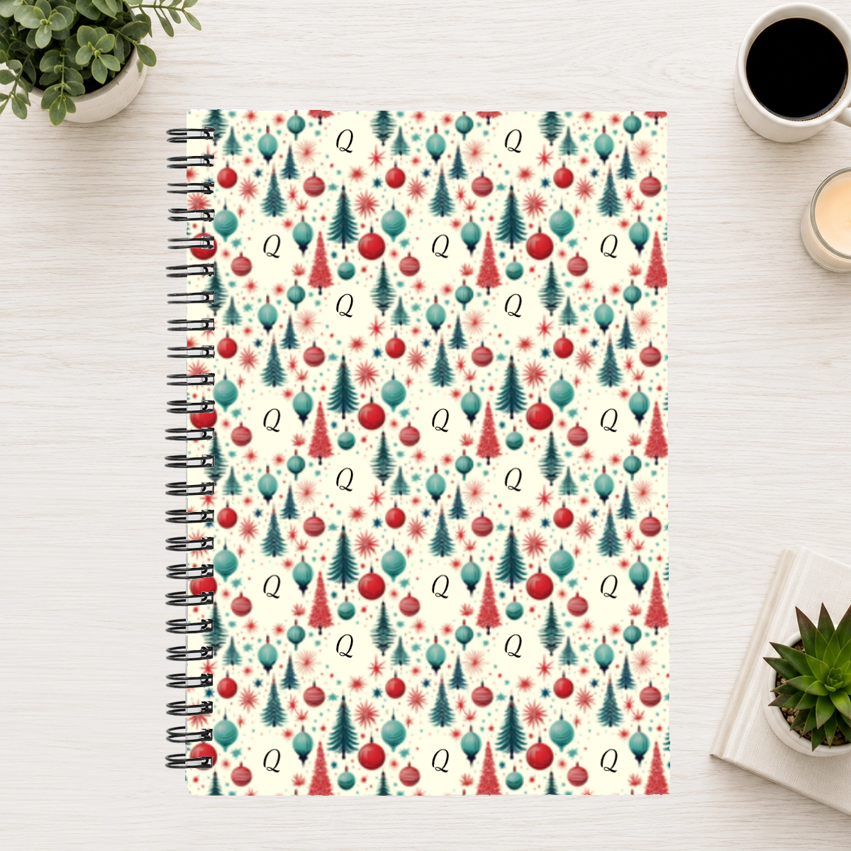 Midmod Merriment Personalized 6"x8" Spiral Bound Notebook