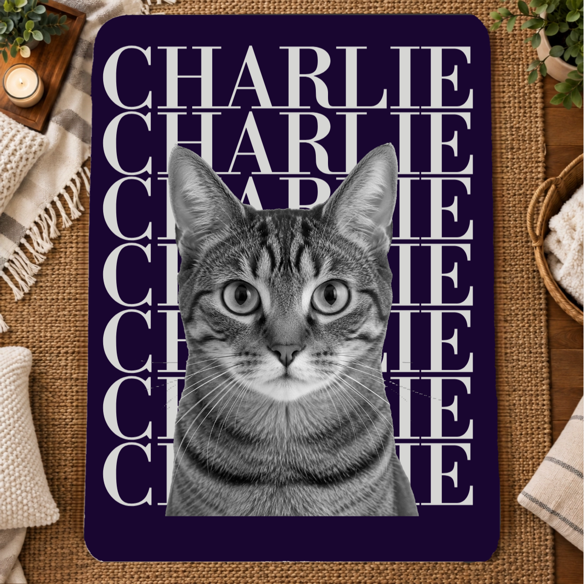 Headliner Personalized Cat 60x80 Sherpa Blanket