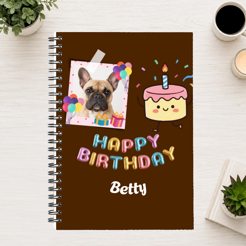 Birthday Wishes Personalized Dog 6"x8" Spiral Bound Notebook