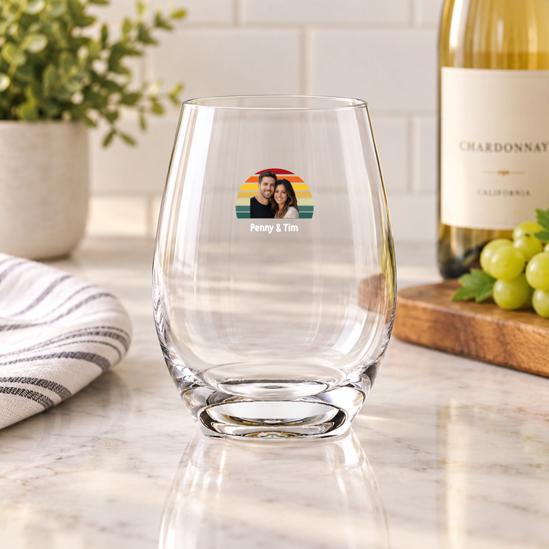 Happy Trails Personalized Couple Stemless Wine Glass 15 oz