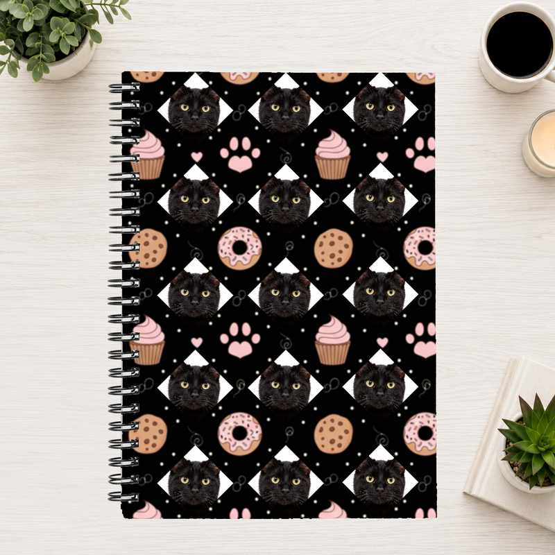 Paws & Pastry Personalized Cat 6"x8" Spiral Bound Notebook