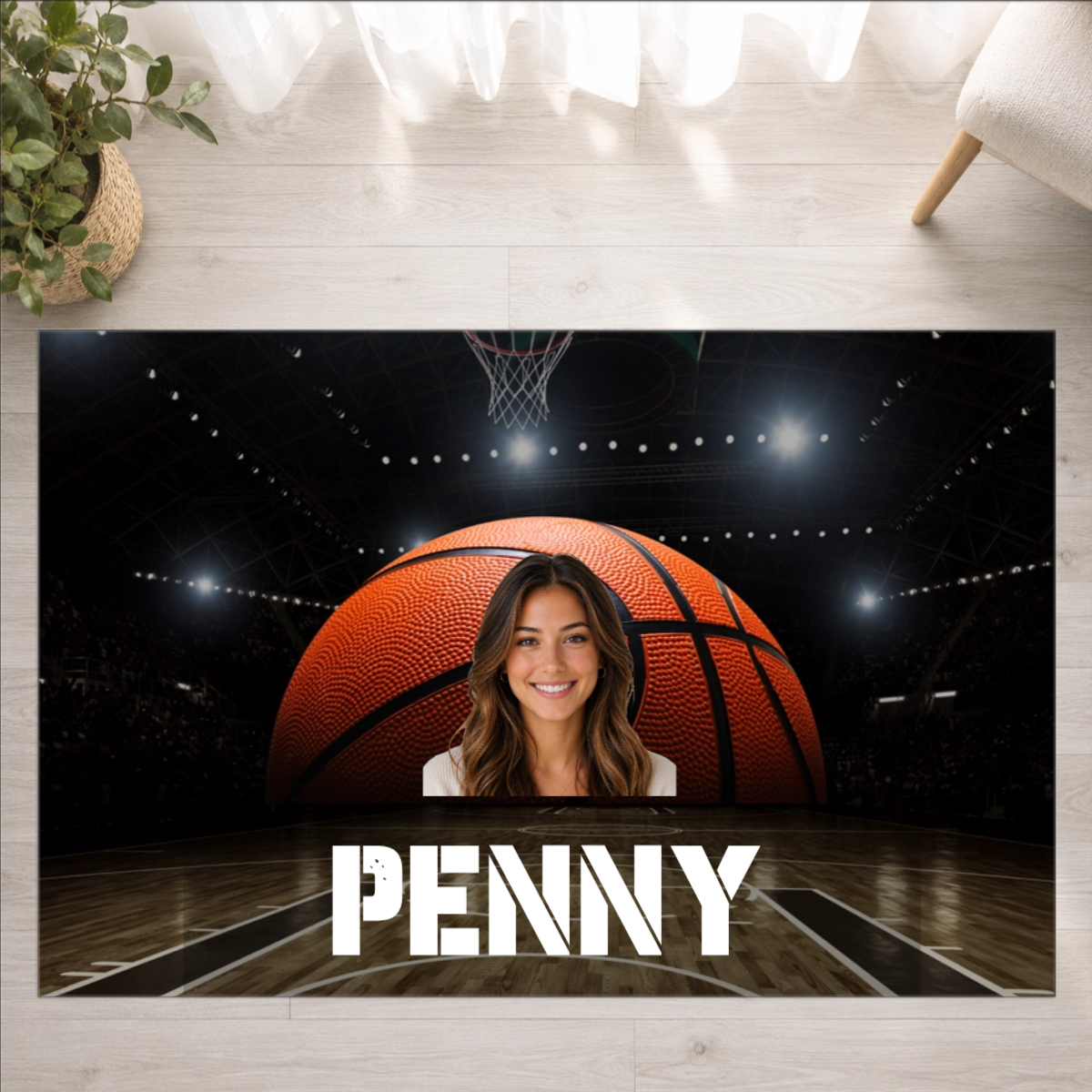 Center Court Personalized Washable Rug