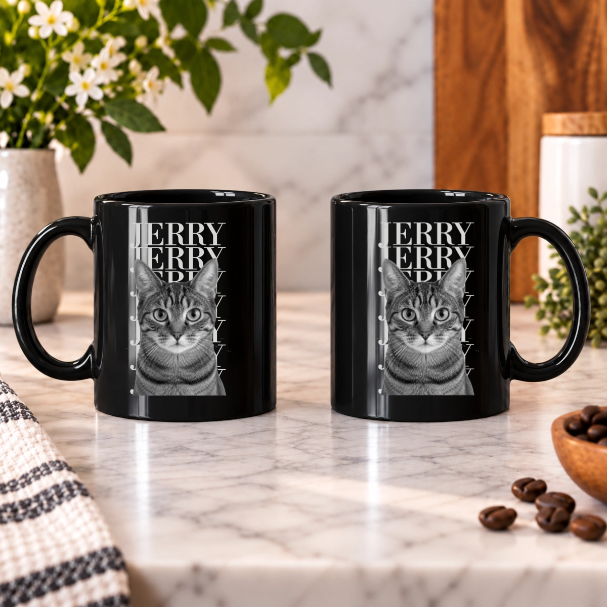 Headliner Personalized Cat Black Ceramic Mug