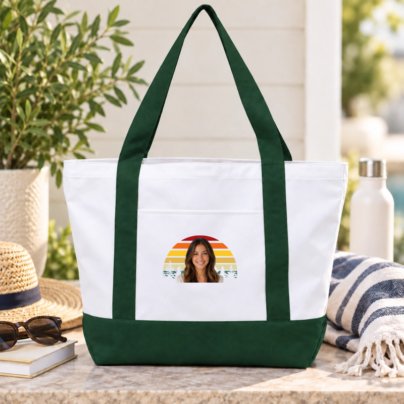 Happy Trails Personalized Oversized Recycled Canvas Tote Bag