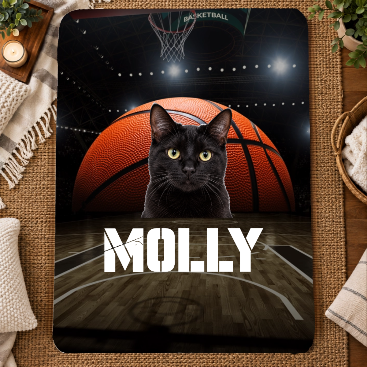 Center Court Personalized Cat 60x80 Sherpa Blanket