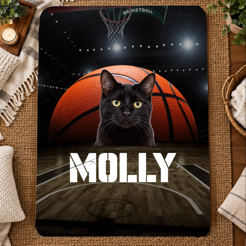 Center Court Personalized Cat 60x80 Sherpa Blanket