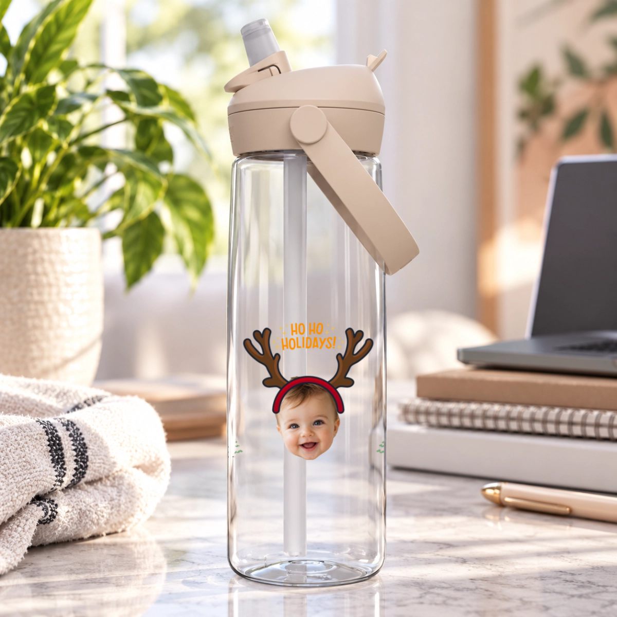Ho Ho Holidays Personalized Kids CamelBak Thrive™ 25 oz Flip Straw Bottle with Tritan™ Renew