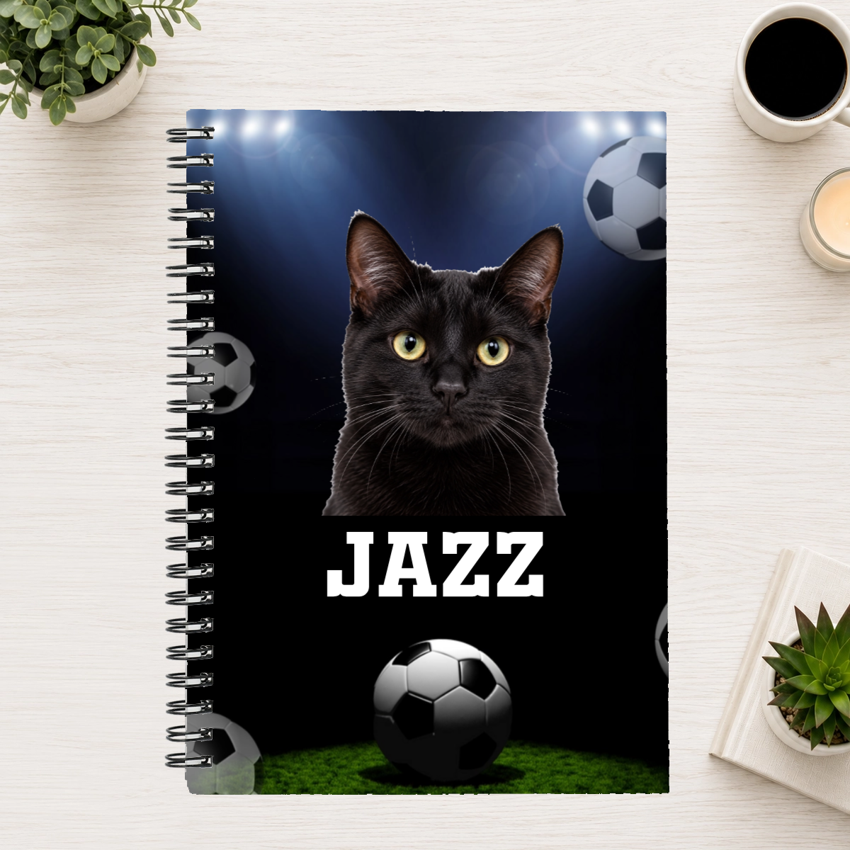 Game Day Glory Personalized Cat 6"x8" Spiral Bound Notebook