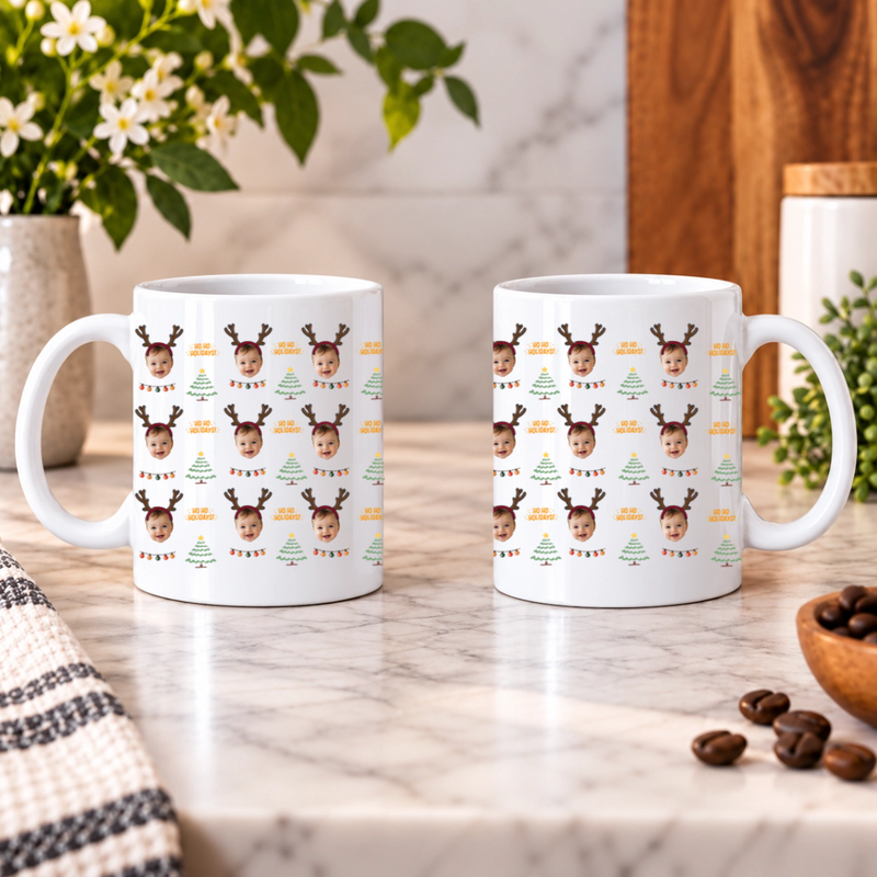 Ho Ho Holidays Personalized Kids White Ceramic Mug