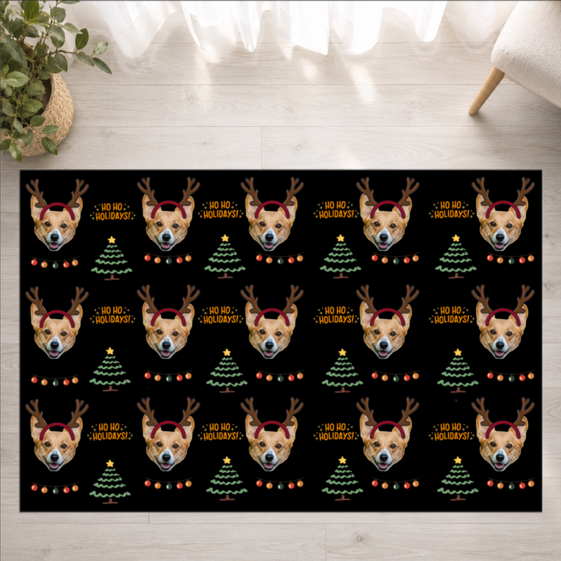 Ho Ho Holidays Personalized Dog Washable Rug