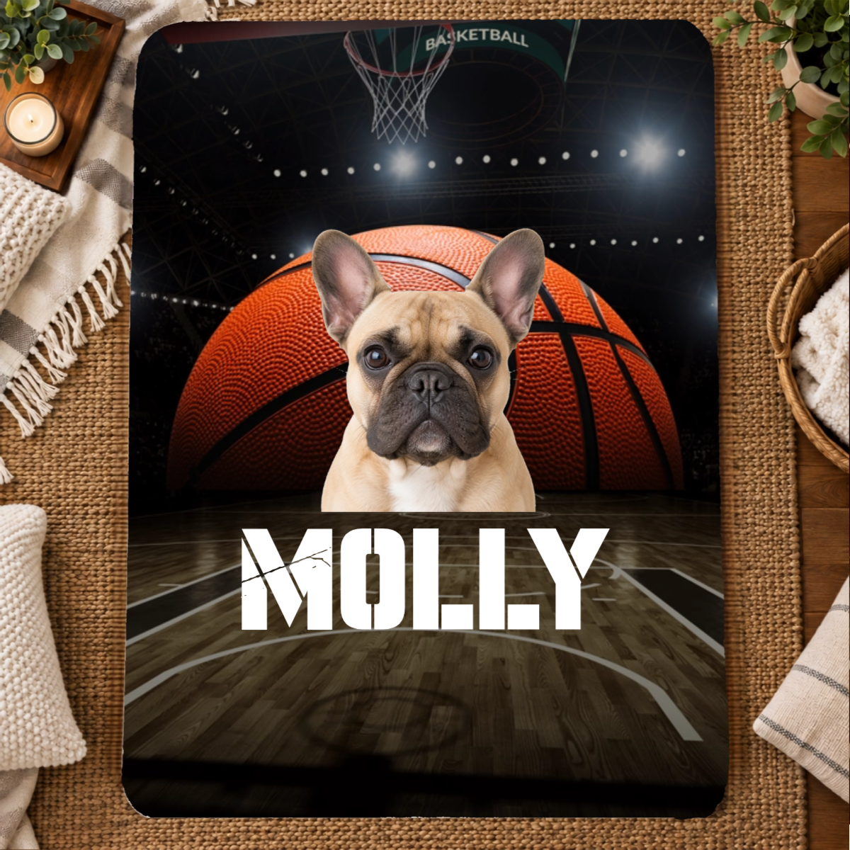 Center Court Personalized Dog 60x80 Sherpa Blanket