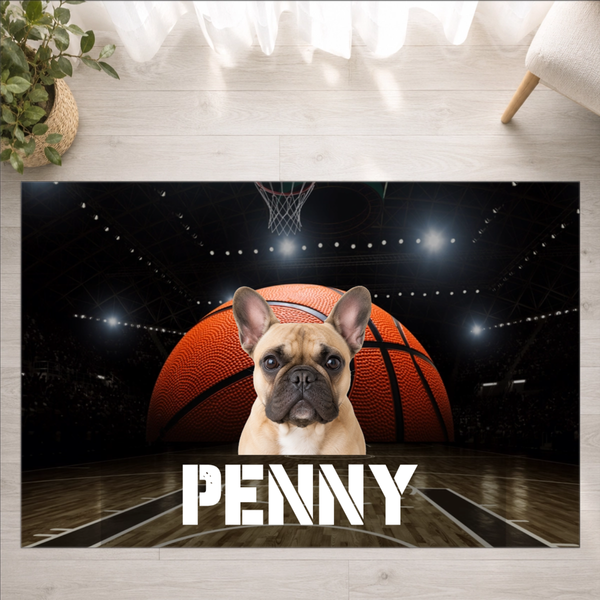 Center Court Personalized Dog Washable Rug