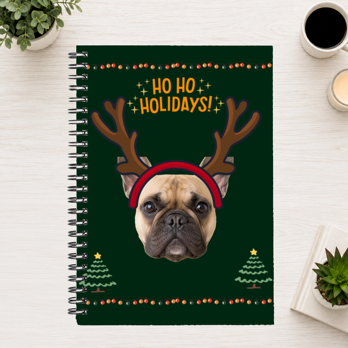 Ho Ho Holidays Personalized Dog 6"x8" Spiral Bound Notebook