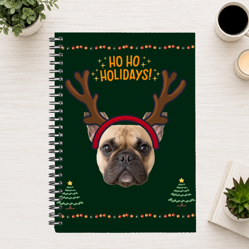 Ho Ho Holidays Personalized Dog 6"x8" Spiral Bound Notebook