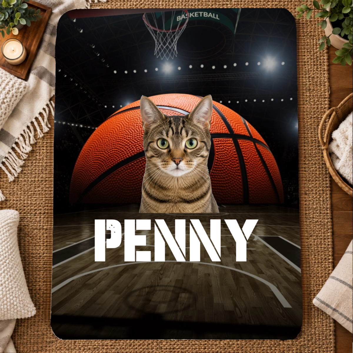Center Court Personalized Cat 60x80 Sherpa Blanket