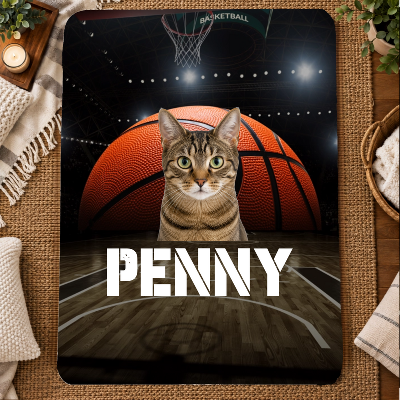Center Court Personalized Cat 60x80 Sherpa Blanket