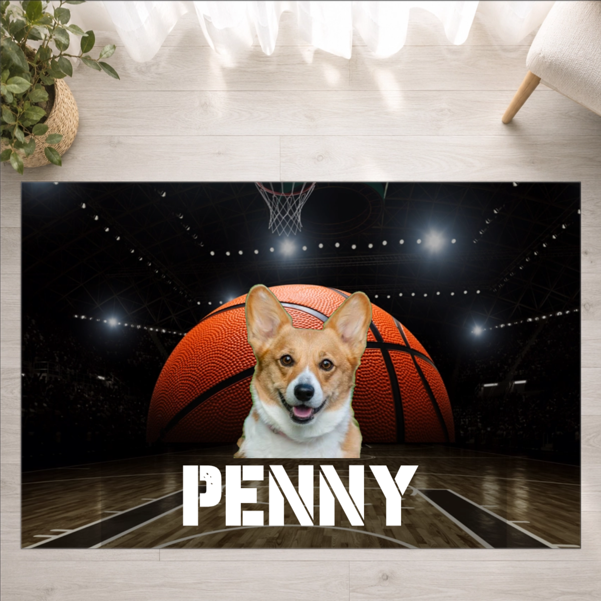 Center Court Personalized Dog Washable Rug