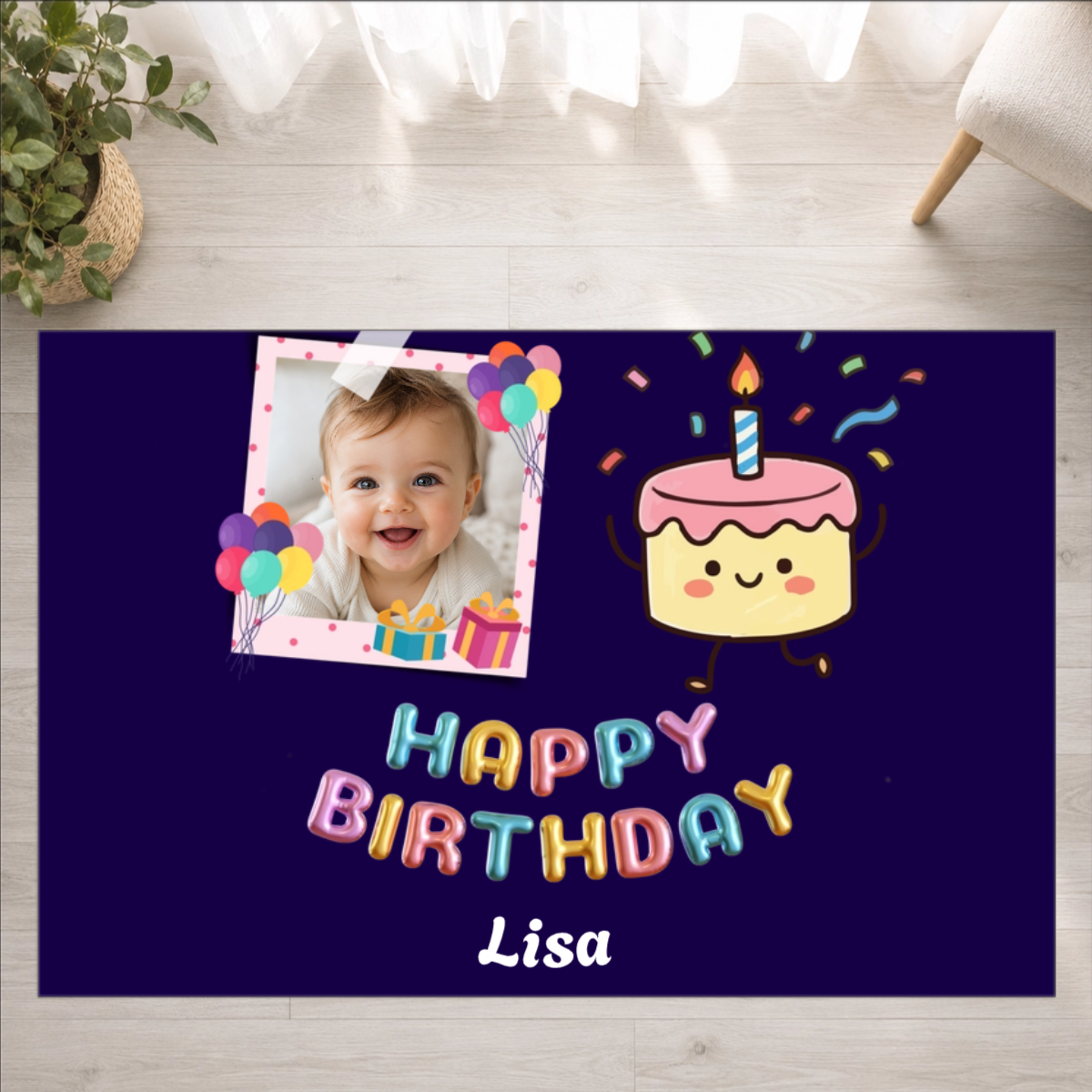Birthday Wishes Personalized Kids Washable Rug