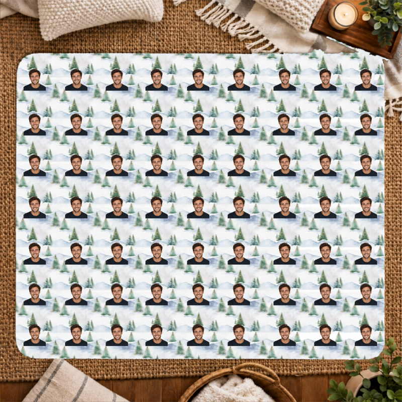 Snowy Evergreen Hills Personalized 50x60 Sherpa Blanket