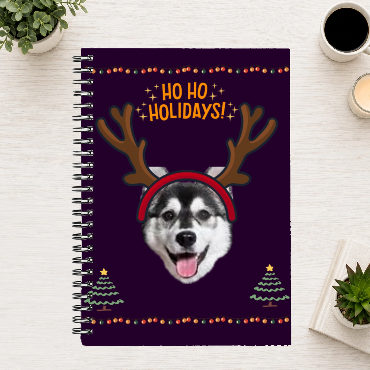 Ho Ho Holidays Personalized Dog 6"x8" Spiral Bound Notebook
