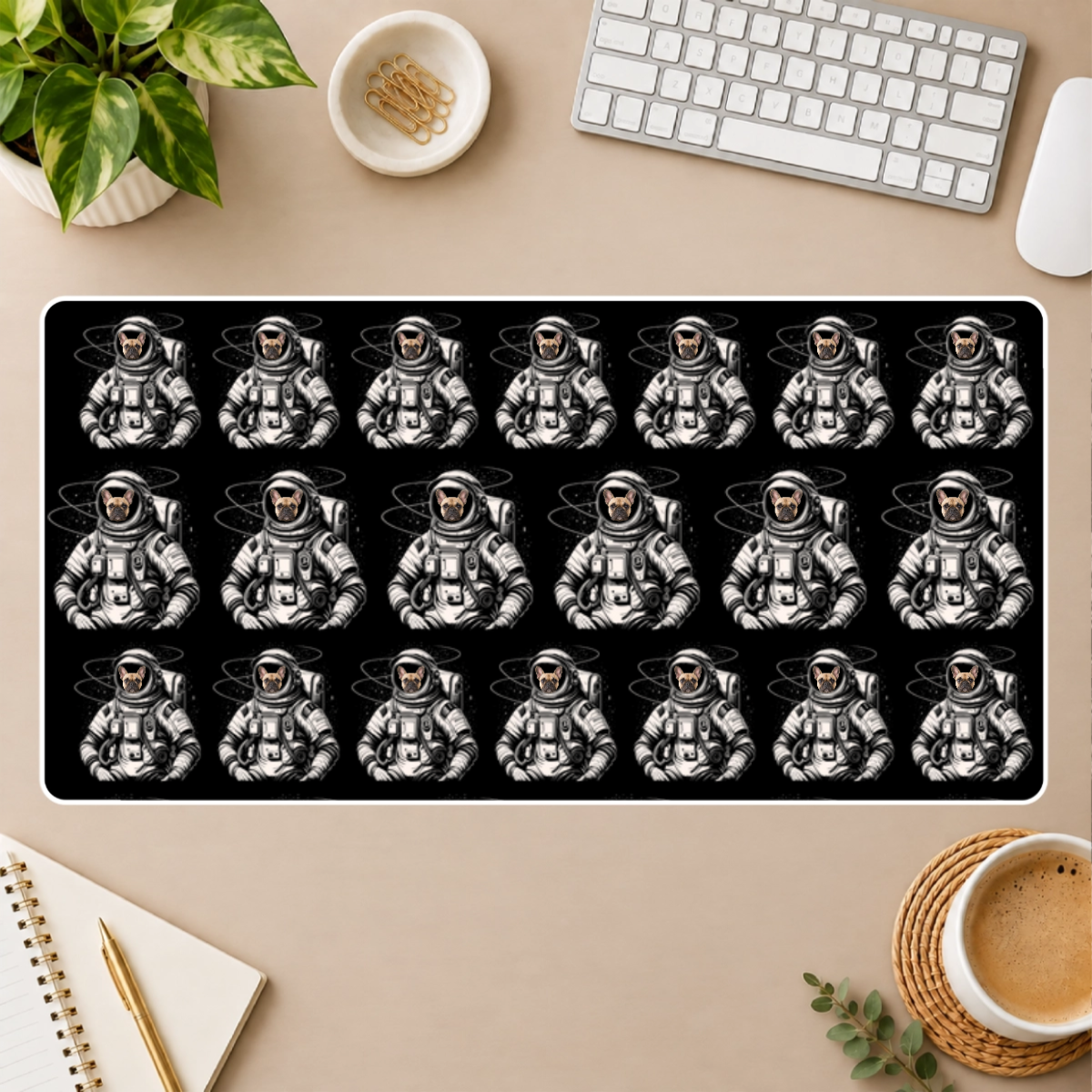 Out of This World Personalized Dog White Stitched Desk Mat