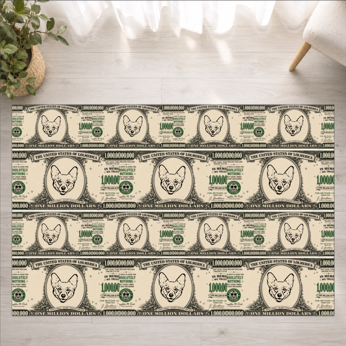 Worth A Million Bucks Personalized Dog Washable Rug