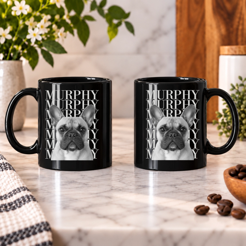 Headliner Personalized Dog Black Ceramic Mug