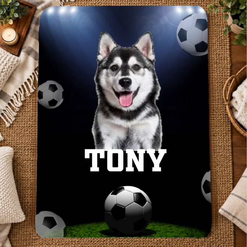 Game Day Glory Personalized Dog 60x80 Sherpa Blanket