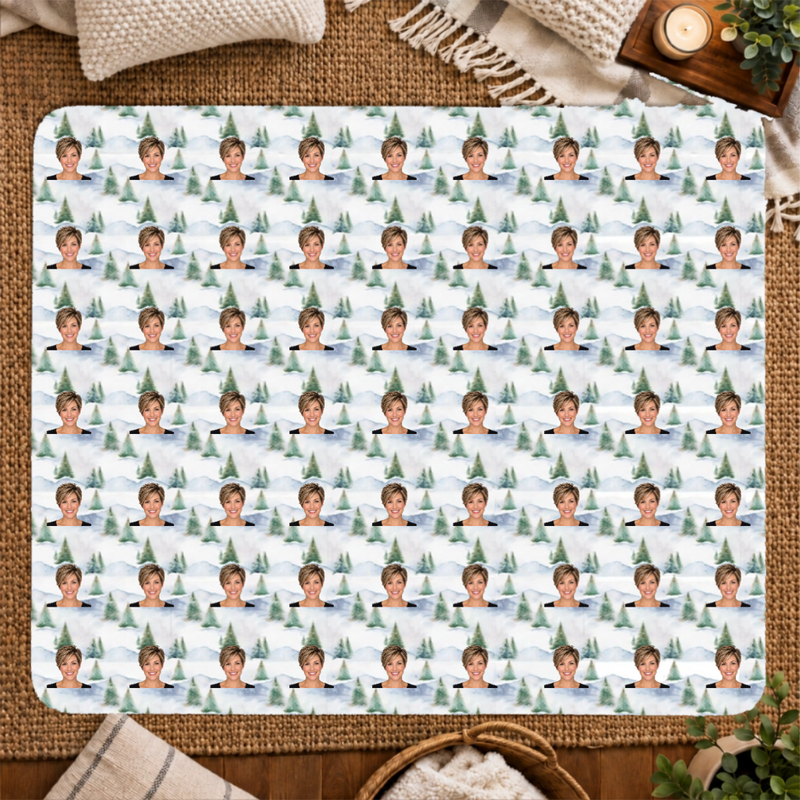 Snowy Evergreen Hills Personalized 50x60 Sherpa Blanket