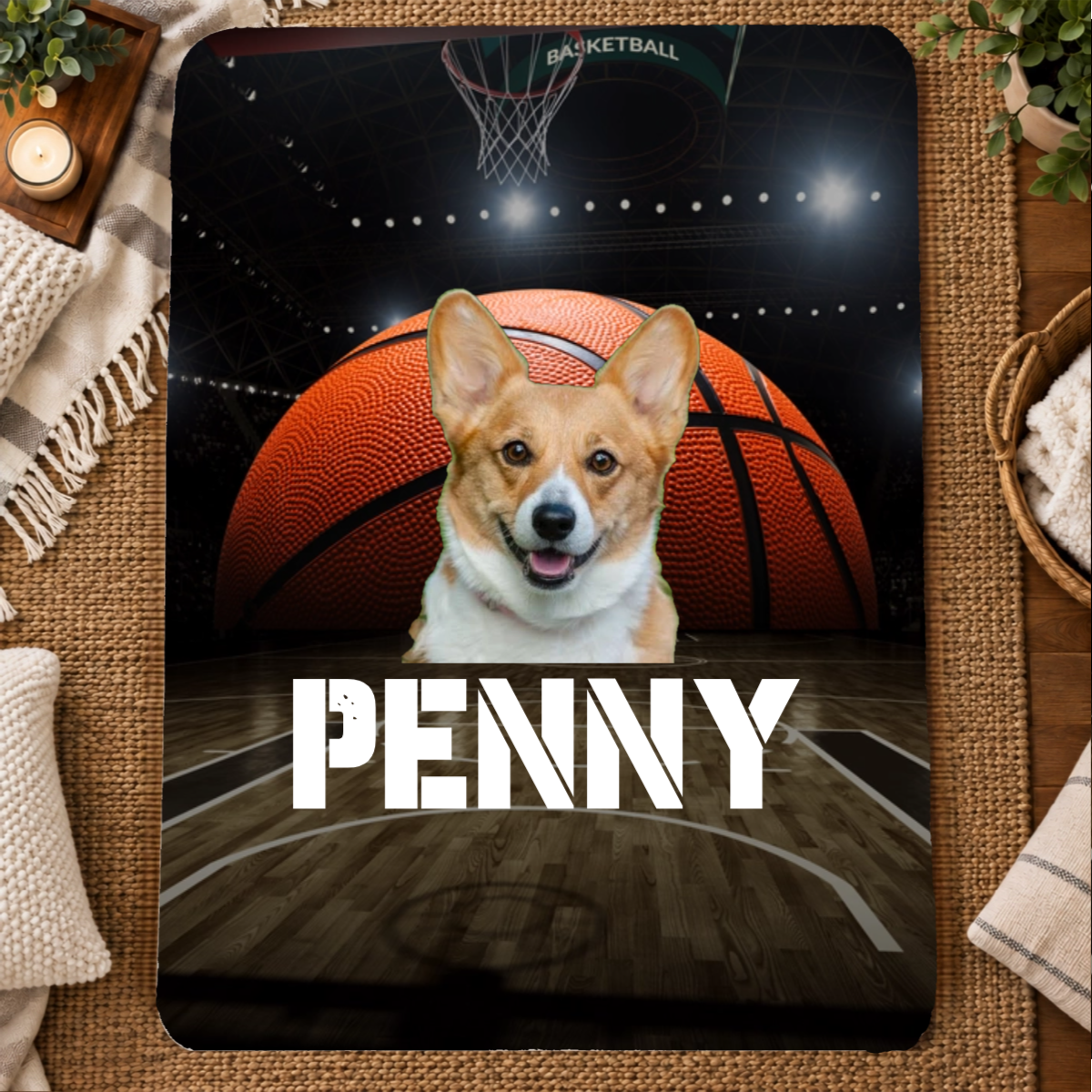 Center Court Personalized Dog 60x80 Sherpa Blanket