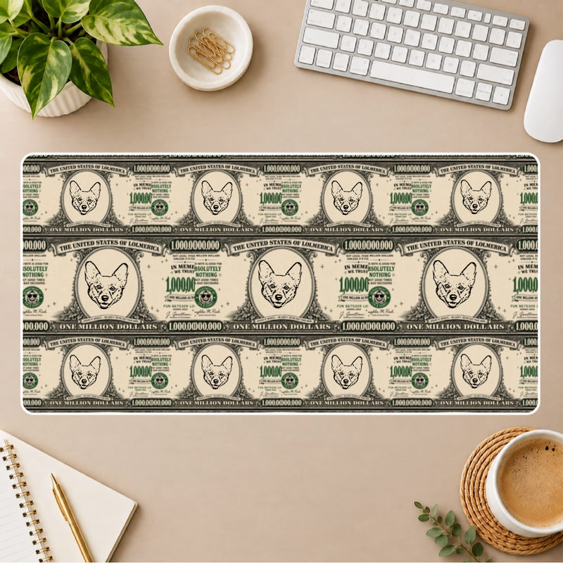 Worth A Million Bucks Personalized Dog White Stitched Desk Mat