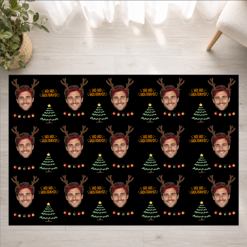 Ho Ho Holidays Personalized Washable Rug