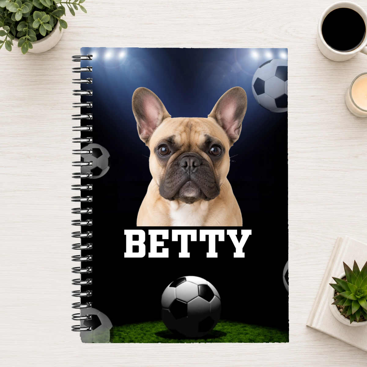 Game Day Glory Personalized Dog 6"x8" Spiral Bound Notebook